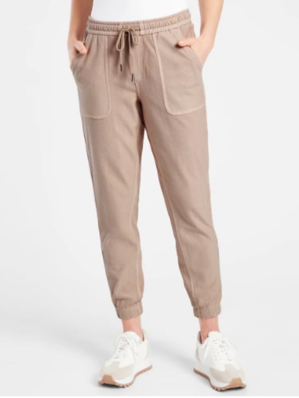 Athleta Organic Cotton Farallon Jogger Pants Size 6 Mocha Latte Athleisure.    1